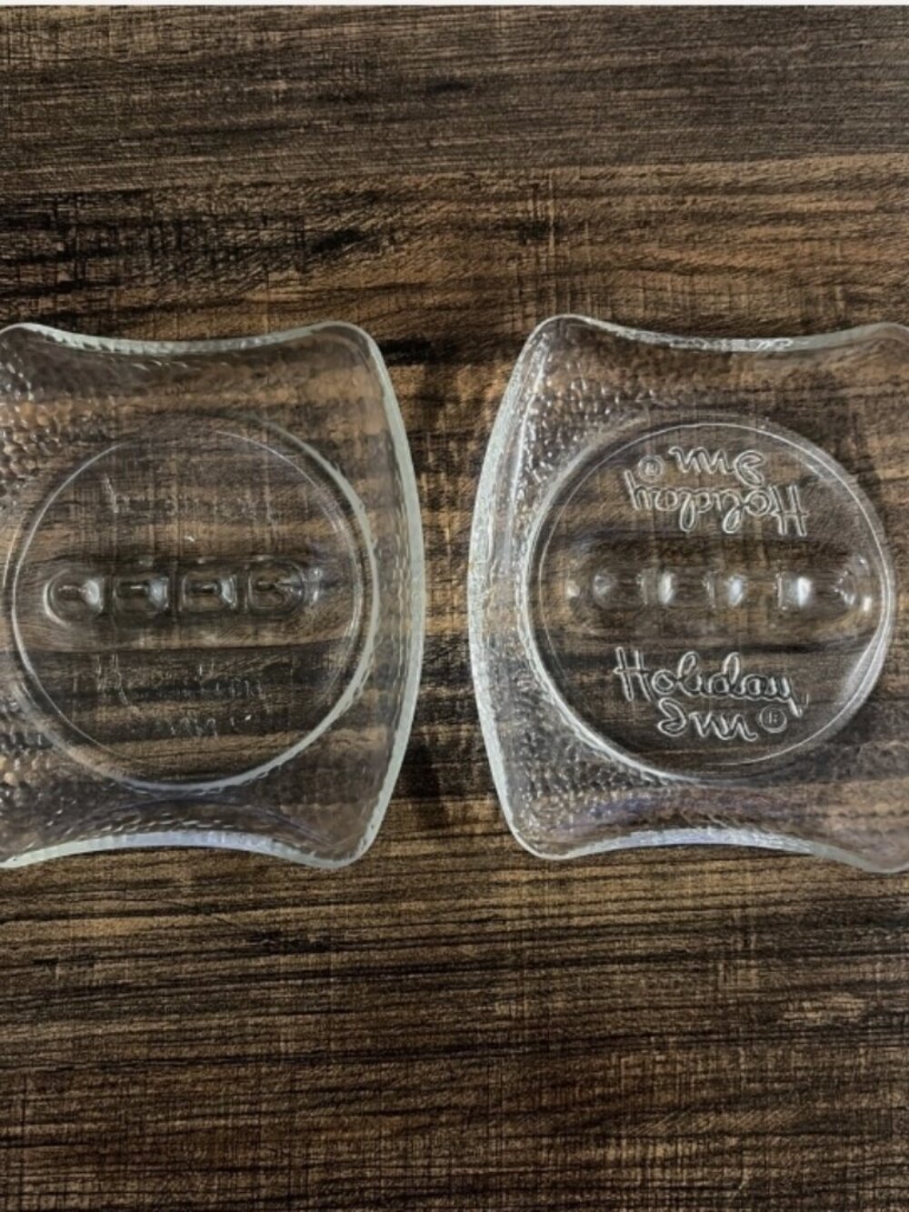 Set of 2 Vintage Holiday Inn Clear Glass Ashtrays